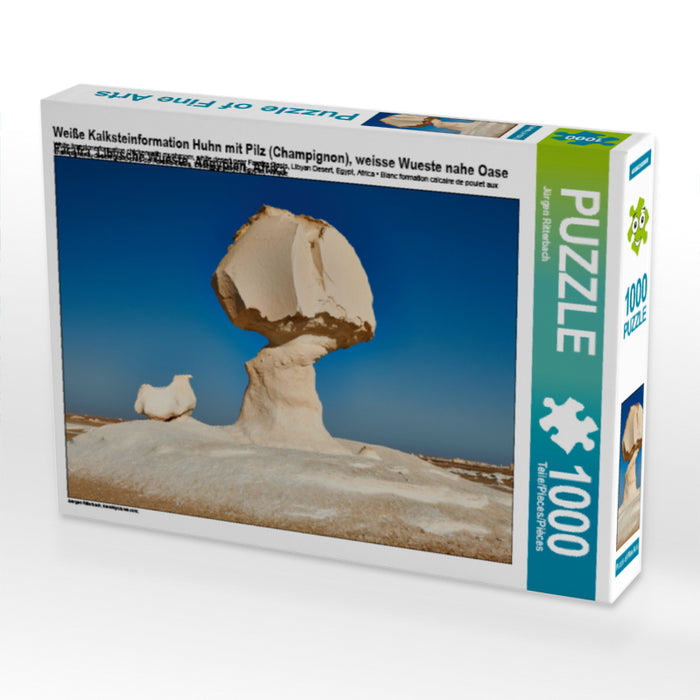 Weiße Kalksteinformation Huhn mit Pilz (Champignon), weisse Wueste nahe Oase Farafra, Libysche Wueste, Aegypten, Afrika - CALVENDO Foto-Puzzle - calvendoverlag 29.99