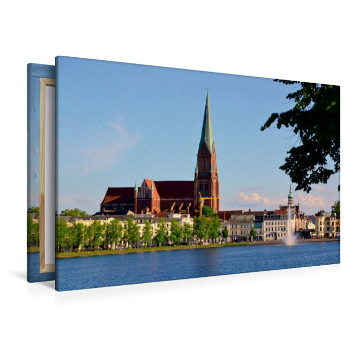 Toile textile haut de gamme Toile textile haut de gamme 120 cm x 80 cm Paysage Pfaffenteich avec cathédrale 