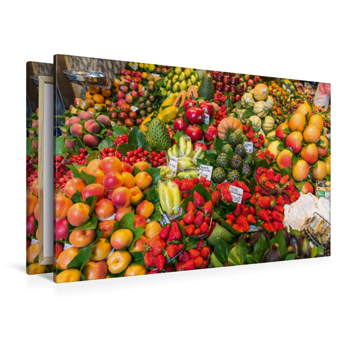 Premium Textil-Leinwand Premium Textil-Leinwand 120 cm x 80 cm quer Ein Motiv aus dem Kalender Emotionale Momente: Barcelona - der Markt.