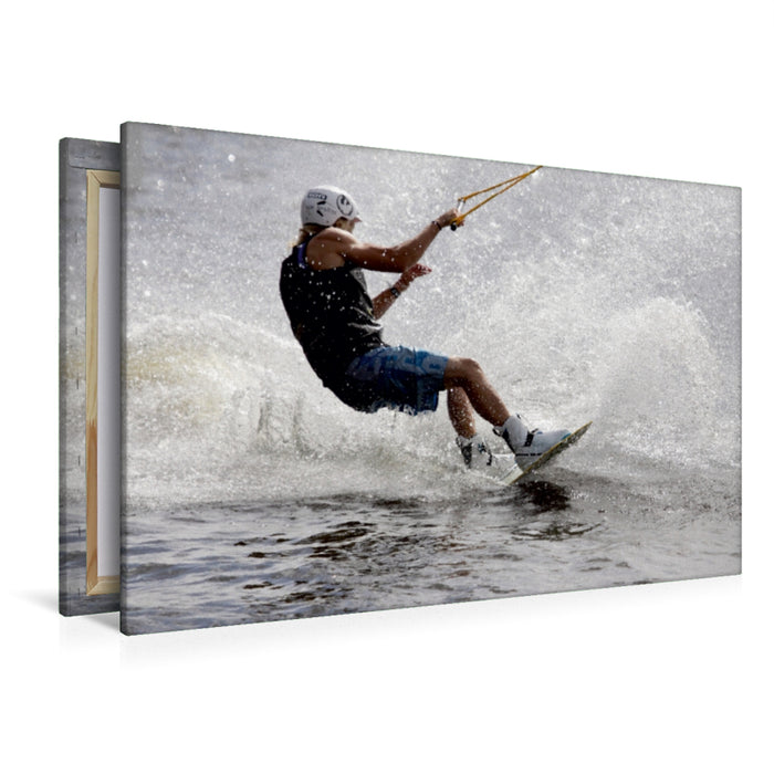 Premium Textil-Leinwand Premium Textil-Leinwand 120 cm x 80 cm quer Wakeboarding