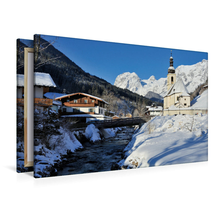 Premium Textil-Leinwand Premium Textil-Leinwand 120 cm x 80 cm quer Malerwinkel Pfarrkirche St.Sebastian