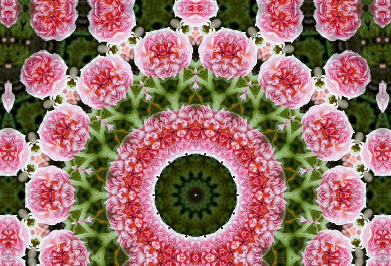 Premium Textil-Leinwand Premium Textil-Leinwand 90 cm x 60 cm quer Blumen Mandala - Kaleidoskop