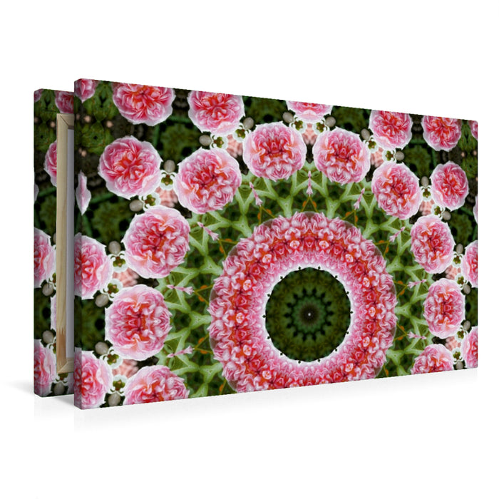 Premium Textil-Leinwand Premium Textil-Leinwand 90 cm x 60 cm quer Blumen Mandala - Kaleidoskop