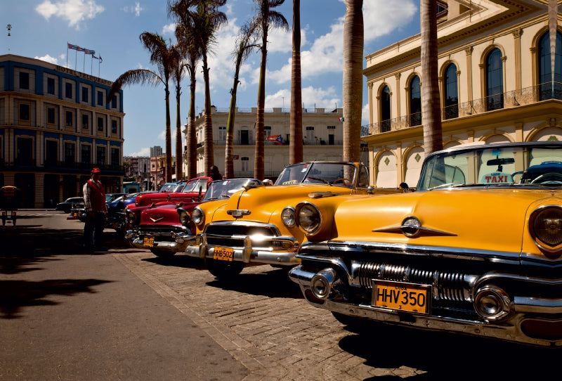 Toile textile premium Toile textile premium 120 cm x 80 cm paysage voiture vintage américaine à La Havane, Cuba 