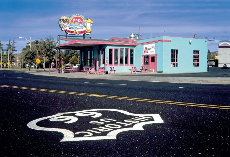 Toile textile haut de gamme Toile textile haut de gamme 90 cm x 60 cm paysage Mr. D'z, Route 66 Diner, Kingman, Arizona 