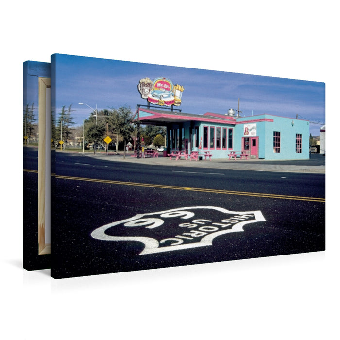 Toile textile haut de gamme Toile textile haut de gamme 90 cm x 60 cm paysage Mr. D'z, Route 66 Diner, Kingman, Arizona 