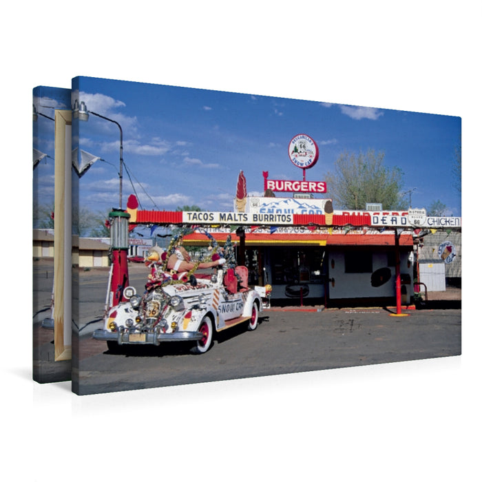 Premium Textil-Leinwand Premium Textil-Leinwand 90 cm x 60 cm quer Delgadillo's Snow Cap Burgers, Seligman, Arizona