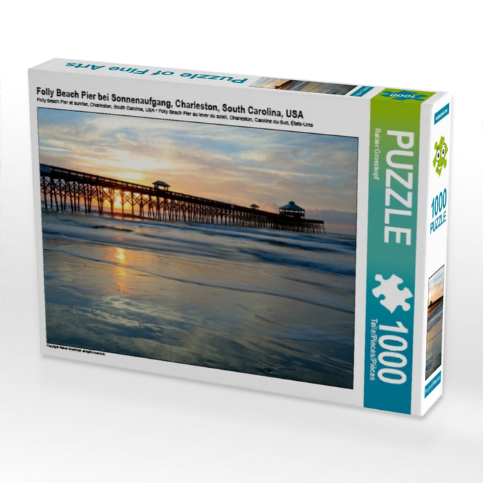 Folly Beach Pier bei Sonnenaufgang, Charleston, South Carolina, USA - CALVENDO Foto-Puzzle - calvendoverlag 29.99