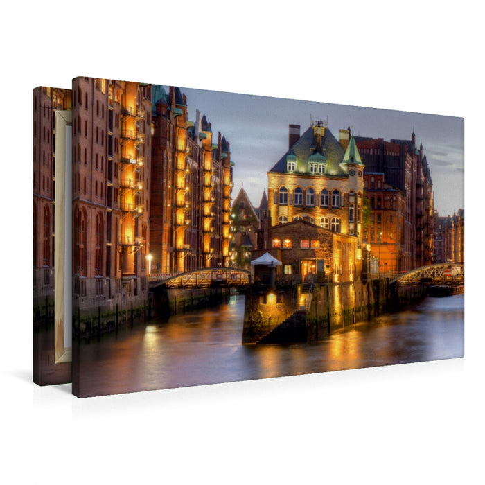 Premium Textil-Leinwand Premium Textil-Leinwand 90 cm x 60 cm quer Hamburg - Speicherstadt