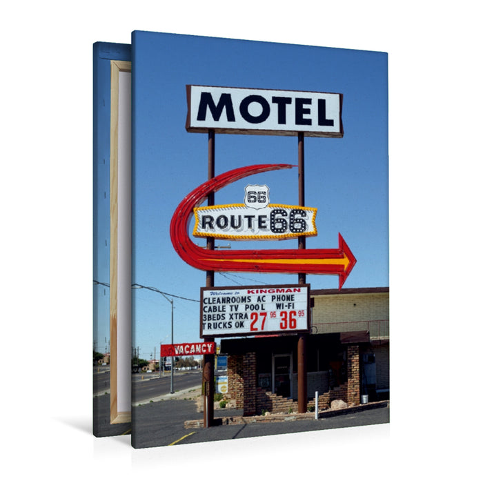 Premium Textil-Leinwand Premium Textil-Leinwand 80 cm x 120 cm  hoch Motel Route 66, Kingman, Arizona