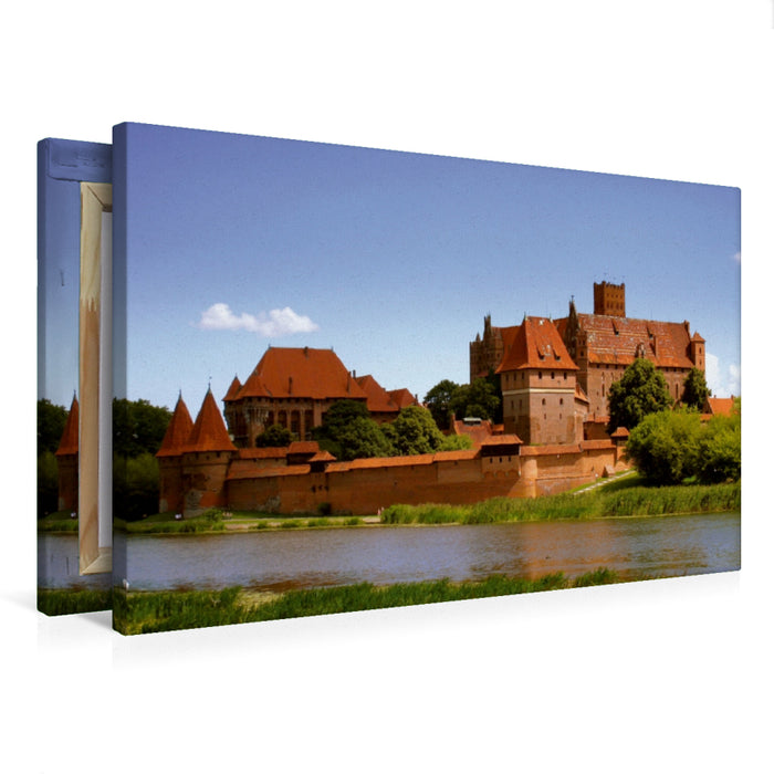 Toile textile haut de gamme Toile textile haut de gamme 75 cm x 50 cm paysage Ordensburg Marienburg au bord du Nogat 