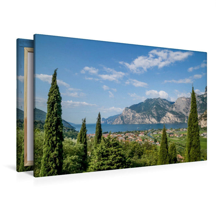 Premium Textil-Leinwand Premium Textil-Leinwand 120 cm x 80 cm quer TORBOLE Blick auf den Gardasee