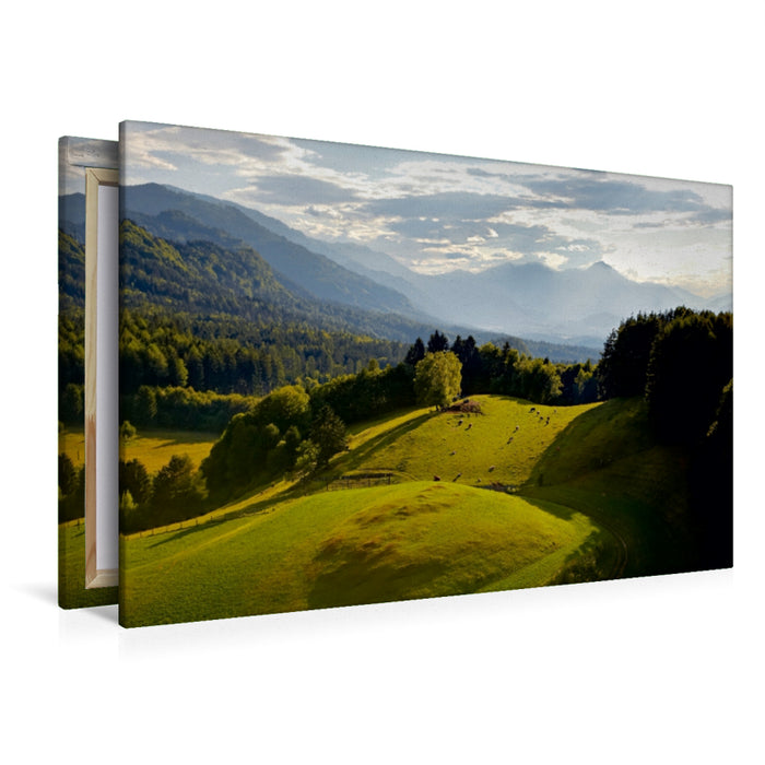 Toile textile haut de gamme Toile textile haut de gamme 120 cm x 80 cm paysage Vue du Gailtal - Carinthie 