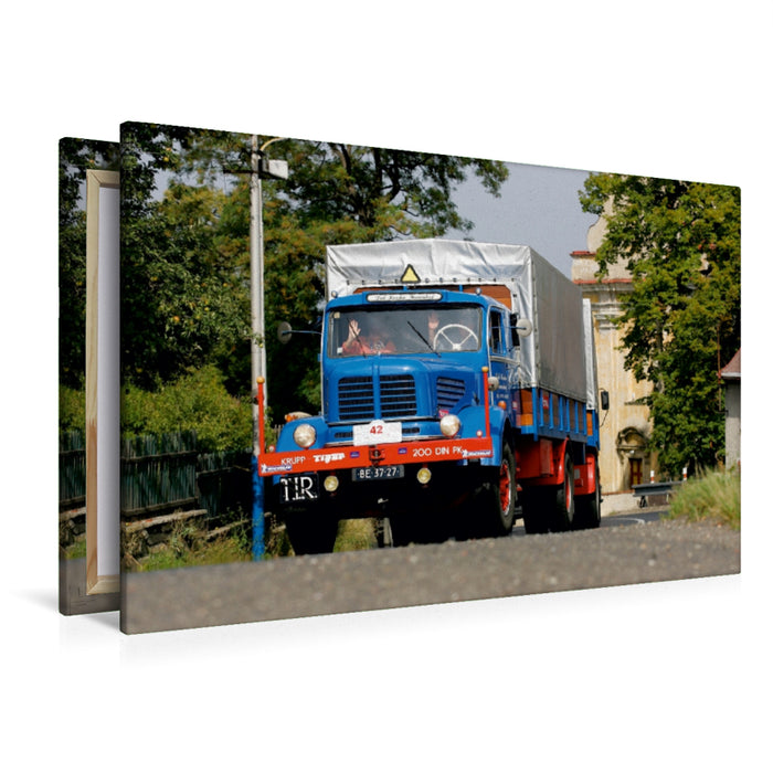 Toile textile haut de gamme Toile textile haut de gamme 120 cm x 80 cm de large Un motif du calendrier Classic Trucks 