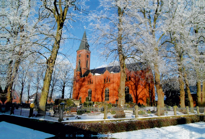 Toile textile haut de gamme Toile textile haut de gamme 120 cm x 80 cm à travers l'église Saint-Nicolas à Stollhamm 