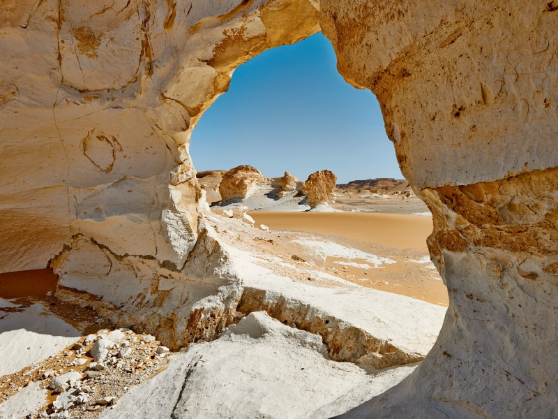 Durchbruch in einer Kalksteinformation der weisse Wueste, Region El Agabat,  nahe Oase Farafra, Libysche Wueste, Aegypten, Afrika - CALVENDO Foto-Puzzle - calvendoverlag 29.99