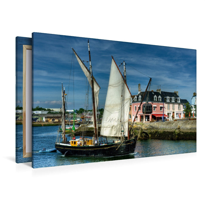 Premium Textil-Leinwand Premium Textil-Leinwand 120 cm x 80 cm quer Im Hafen von Concarneau