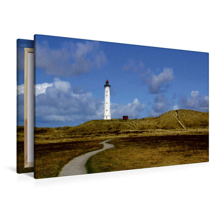 Toile textile haut de gamme Toile textile haut de gamme 120 cm x 80 cm paysage Phare de Lyngvig Fyr au Danemark 