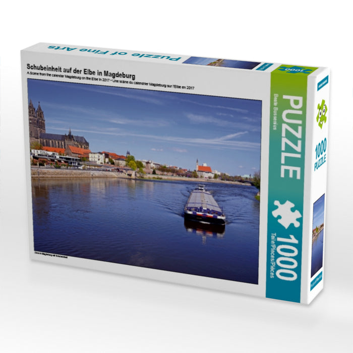 Schubeinheit auf der Elbe in Magdeburg - CALVENDO Foto-Puzzle - calvendoverlag 29.99