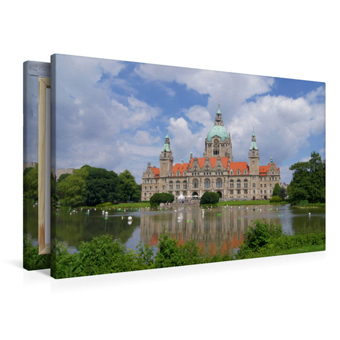 Premium Textil-Leinwand Premium Textil-Leinwand 90 cm x 60 cm quer Neues Rathaus in Hannover