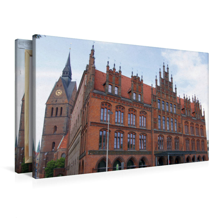 Premium Textil-Leinwand Premium Textil-Leinwand 90 cm x 60 cm quer Altes Rathaus vor der Marktkirche