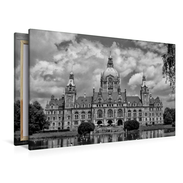 Premium Textil-Leinwand Premium Textil-Leinwand 120 cm x 80 cm quer Neues Rathaus von Hannover