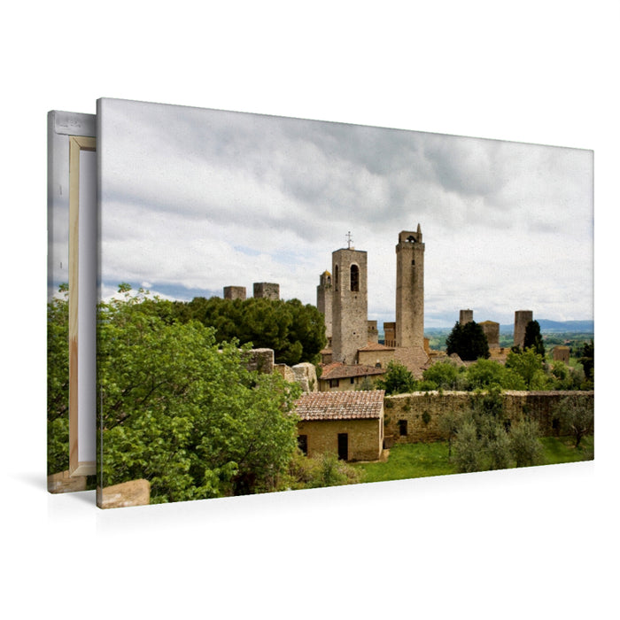 Toile textile premium Toile textile premium 120 cm x 80 cm paysage Les Tours du Genre à San Gimignano 