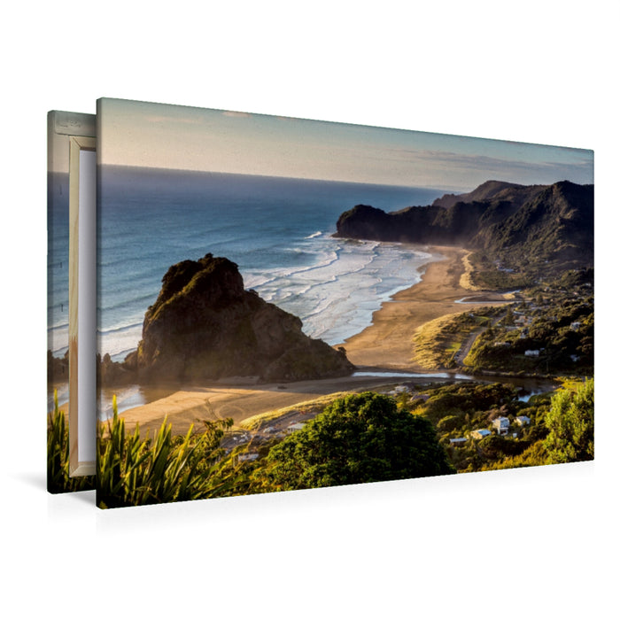 Premium Textil-Leinwand Premium Textil-Leinwand 120 cm x 80 cm quer Piha Beach - Nordinsel Neuseeland