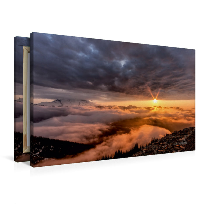 Premium Textil-Leinwand Premium Textil-Leinwand 90 cm x 60 cm quer Mount Rainier NP - Blick auf Mt. Rainier