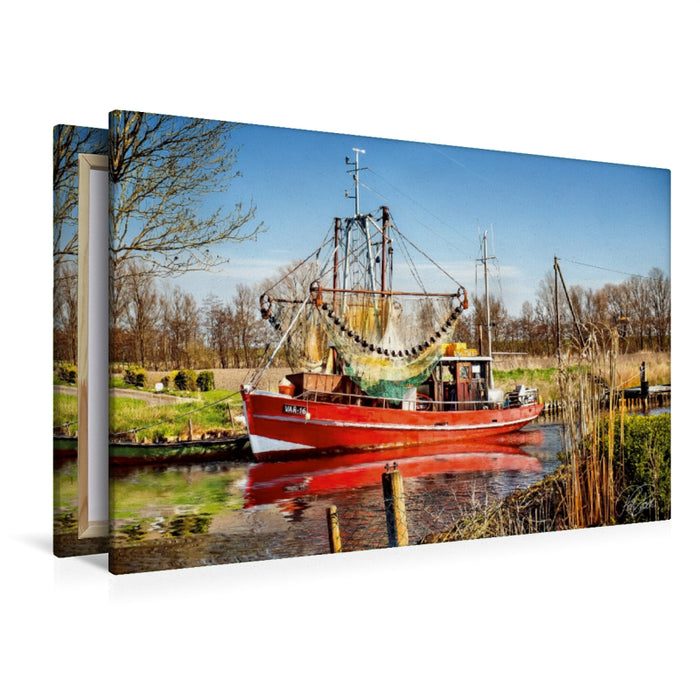 Premium Textil-Leinwand Premium Textil-Leinwand 120 cm x 80 cm quer Friesland - Vareler Hafen