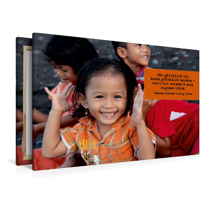 Premium Textil-Leinwand Premium Textil-Leinwand 120 cm x 80 cm quer Strahlendes Mädchen in Indonesien