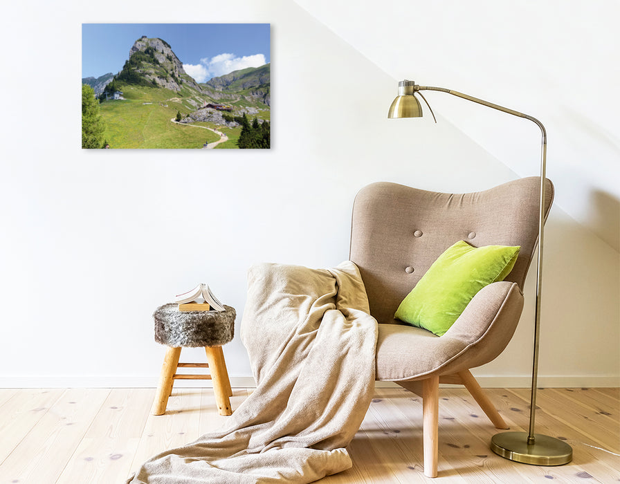 Toile textile haut de gamme Toile textile haut de gamme 75 cm x 50 cm paysage Gschöllkopf dans les montagnes du Rofan. Tyrol/Autriche 