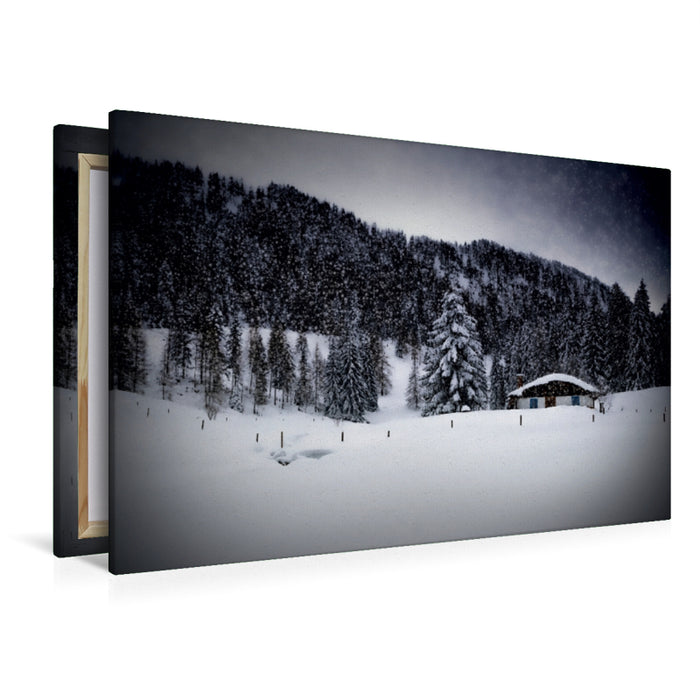 Premium Textil-Leinwand Premium Textil-Leinwand 120 cm x 80 cm quer Wintermärchen HEMMERSUPPENALM VIII (schwarz)