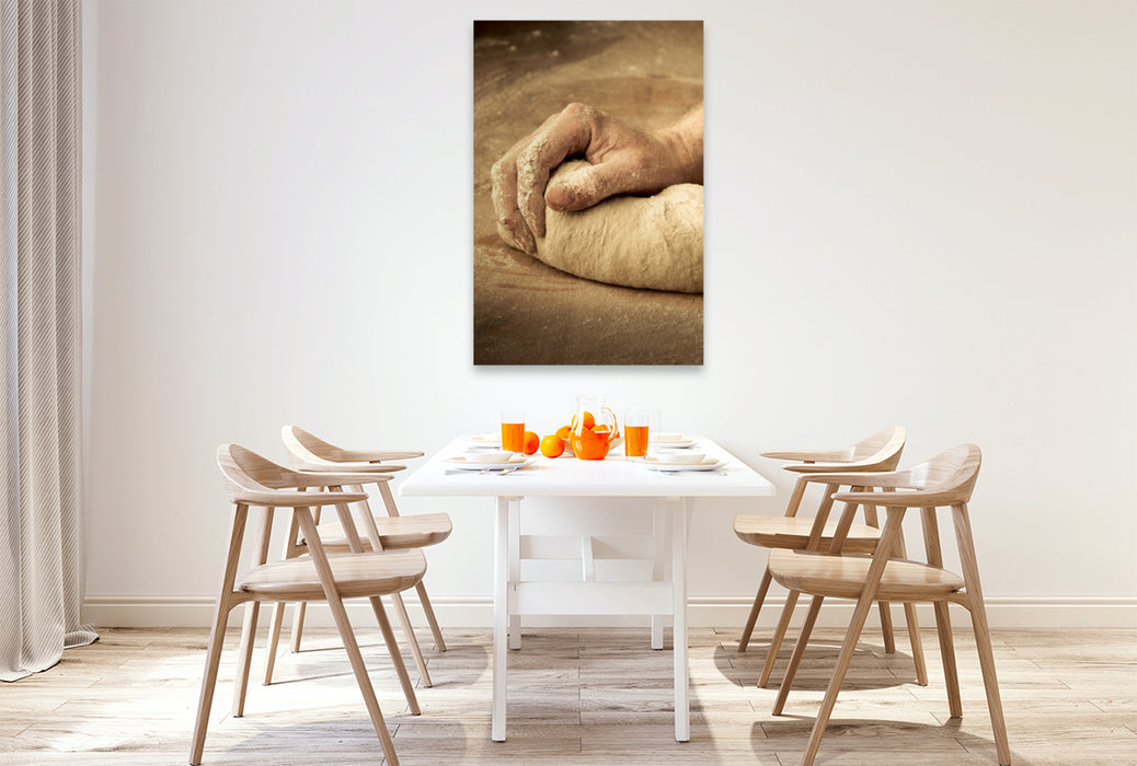 Premium Textil-Leinwand Premium Textil-Leinwand 80 cm x 120 cm  hoch Ein Motiv aus dem Kalender Emotionale Momente: Brot und Kaffee Impressionen