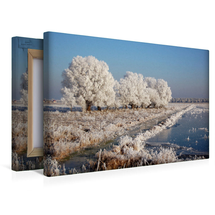 Premium textile canvas Premium textile canvas 45 cm x 30 cm across Hoarfrost weather in Havelland 