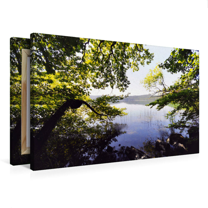 Premium textile canvas Premium textile canvas 75 cm x 50 cm across View through the trees at Lake Laach 