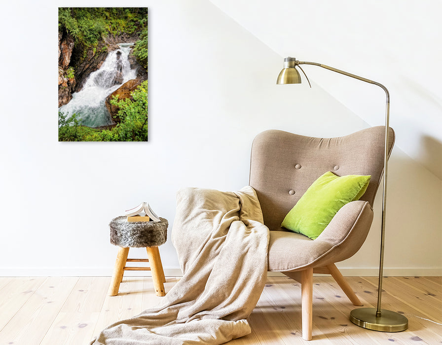 Premium Textil-Leinwand Premium Textil-Leinwand 50 cm x 75 cm hoch Vegetation am Krimmler Wasserfall