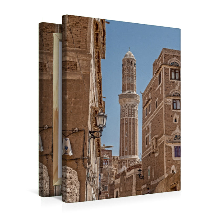 Toile textile premium Toile textile premium 50 cm x 75 cm de haut Minaret de Sanaa 