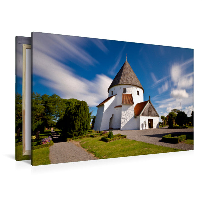 Premium Textil-Leinwand Premium Textil-Leinwand 120 cm x 80 cm quer Rundkirche Olsker