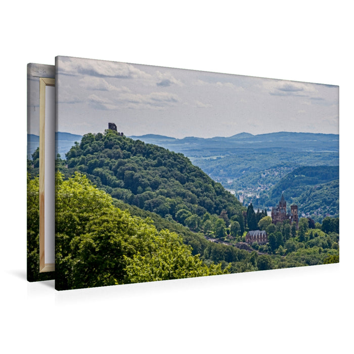 Premium Textil-Leinwand Premium Textil-Leinwand 120 cm x 80 cm quer Blick vom Petersberg auf den Drachenfels