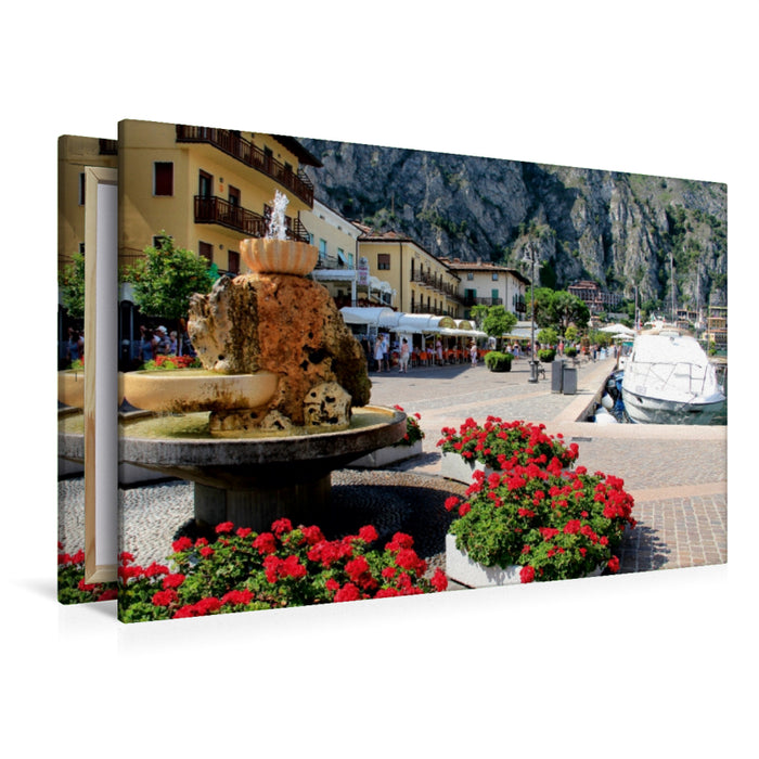 Premium Textil-Leinwand Premium Textil-Leinwand 120 cm x 80 cm quer Altstadt von Limone sul Garda