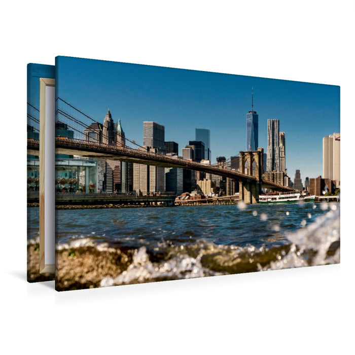 Premium Textil-Leinwand Premium Textil-Leinwand 120 cm x 80 cm quer New York  Brooklyn Bridge