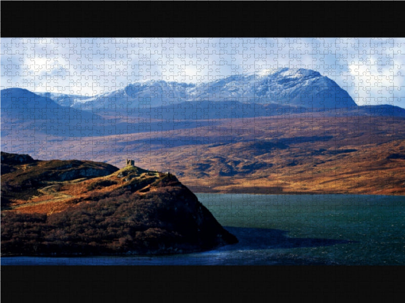 Panorama Castle Varrich, Kyle of Tongue, Sutherland, Schottland - CALVENDO Foto-Puzzle - calvendoverlag 29.99