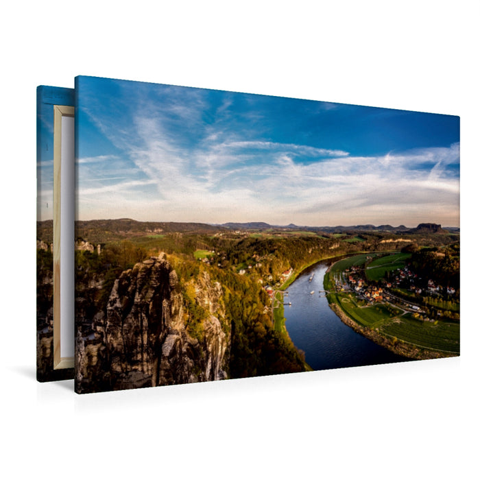 Premium Textil-Leinwand Premium Textil-Leinwand 120 cm x 80 cm quer Blick über die Elbe, Deutschland