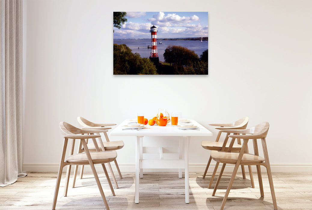 Toile textile haut de gamme Toile textile haut de gamme 120 cm x 80 cm paysage Phare Wittenbergen, Elbe 