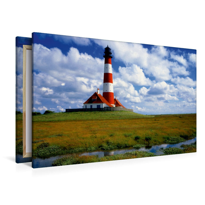 Premium Textil-Leinwand Premium Textil-Leinwand 120 cm x 80 cm quer Leuchtturm Westerhever