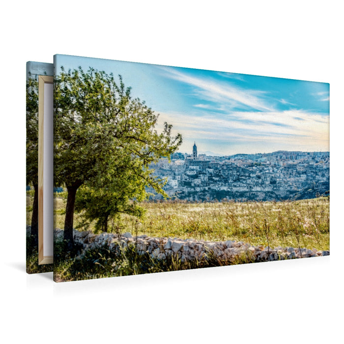 Toile textile haut de gamme Toile textile haut de gamme 120 cm x 80 cm vue paysage de Matera en Basilicate 