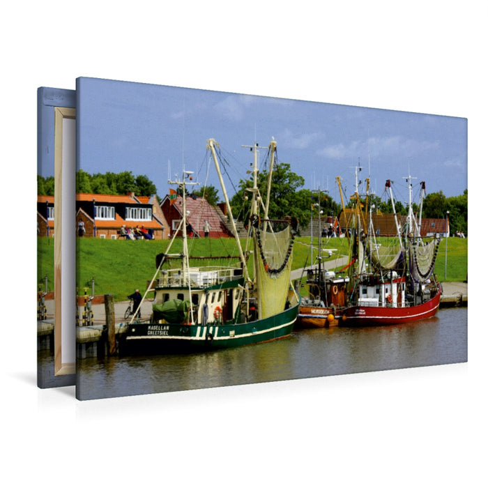 Toile textile premium Toile textile premium 120 cm x 80 cm paysage port de pêche de Greetsiel