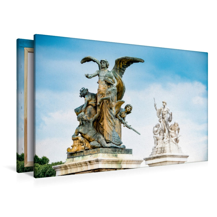 Premium Textil-Leinwand Premium Textil-Leinwand 120 cm x 80 cm quer Statue am Vittoriano in Rom