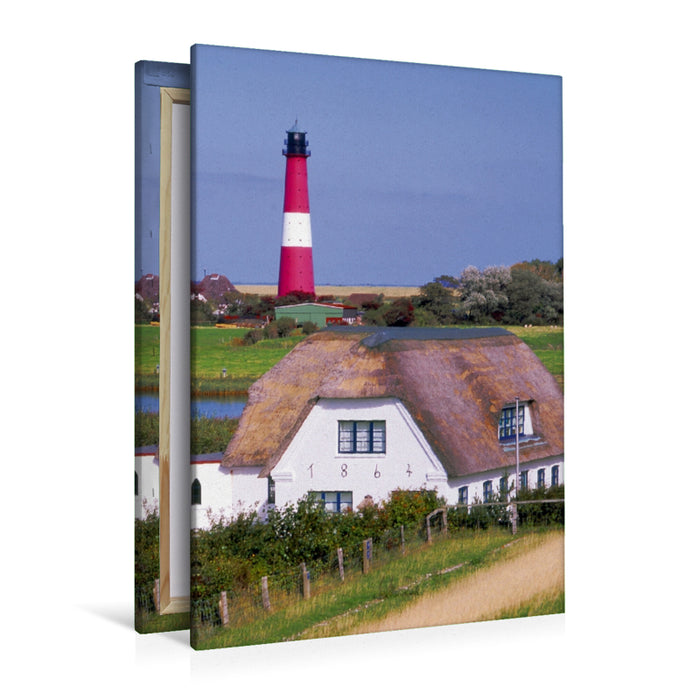 Premium Textil-Leinwand Premium Textil-Leinwand 80 cm x 120 cm  hoch Leuchtturm Insel Pellworm